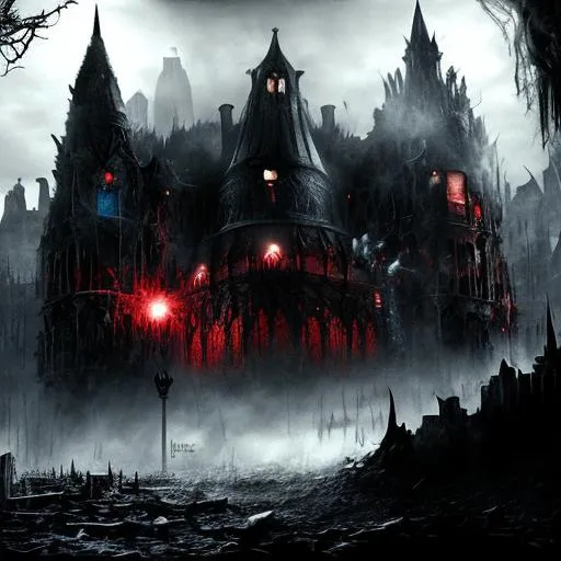 Prompt: arkhem knight, arkham asylum, dark night, fog, blood, highly detailed,  realistic 