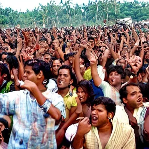 Prompt: people screaming at indian tsunami 2004