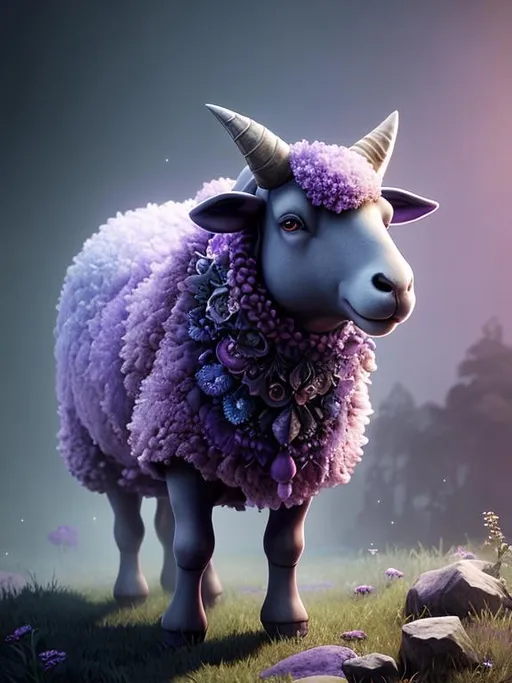 Prompt: front view, The mysterious purple sheep, beautiful detailed intricate insanely detailed octane render trending on artstation, fantasy watercolor, close up, dynamic lighting, impressionistic, intricately, detailed, Splash art, trending on Artstation, triadic colors, Unreal Engine 5, chiaroscuro, volumetric lighting, kids storybook style, muted colors, watercolor style, highly detailed, high resolution, raytraced reflections, dramatic lighting. 8k vibrant colors, neon ambiance, abstract black oil, detailed acrylic, grunge, intricate complexity, photorealistic, Makoto Shinkai Peter Kemp Mucha print, perfect composition, kids storybook style, muted colors, watercolor style, kids storybook style, muted colors, watercolor style, kids storybook style, muted colors, watercolor style, muted colors, watercolor style