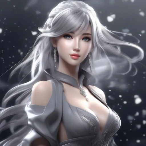 Prompt: 3d anime woman model full grey and beautiful pretty art 4k full HD