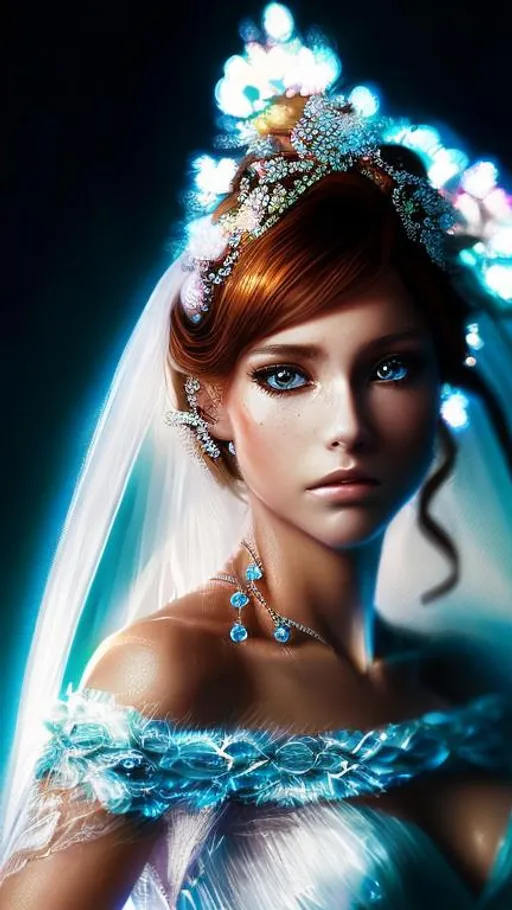Prompt: Hyper beautiful anime Bride looking dramatically to the camera Heaviky lit from the right