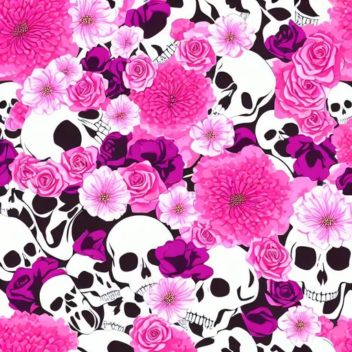 Prompt: skulls and flowers illustration, vector, extremely detailed, goth pattern