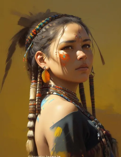 An Apache-Mohave, oil painting, beautiful, imperial...