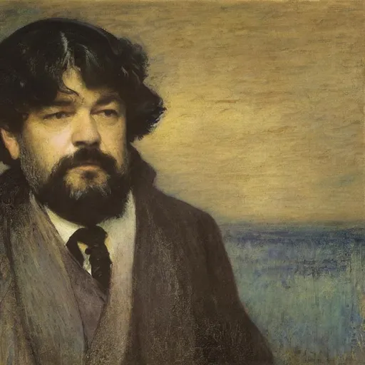 Prompt: Claude Debussy by Whistler and Everett Millais and Turner and Waterhouse and Falero and Mucha and Klimt and Monet