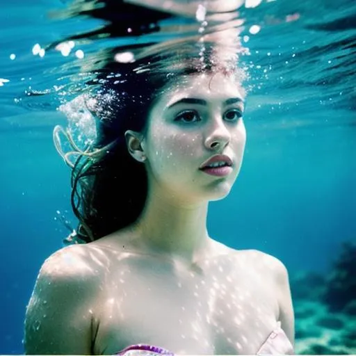 Prompt: cinematic underwater-photo shot a girl, water-roses above water, close up of a lips, editorial qualitywater light fracturing and water reflections, depth of field, blue color, blue-core, kodak portra 800, 105 mm f1. 8 --ar 2:1 --q 2 --v 5