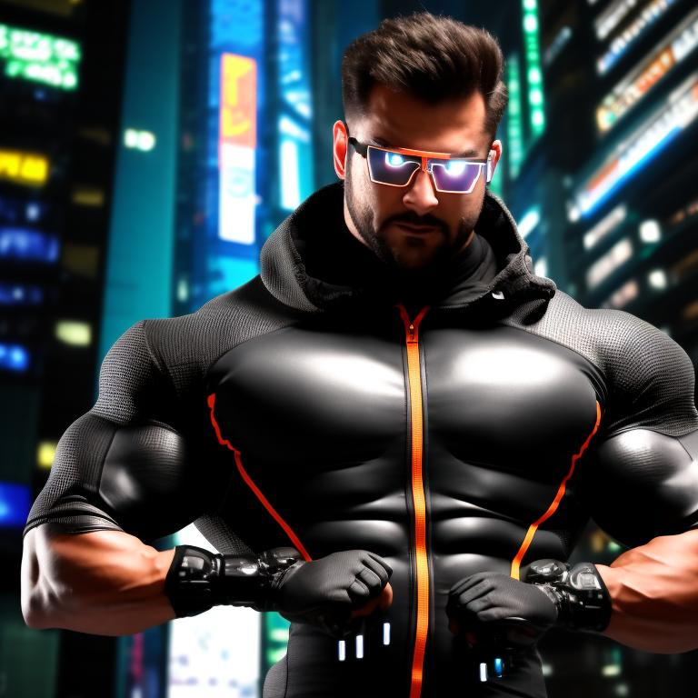 (full body shot) of a beefy anime android spy bodybu... | OpenArt