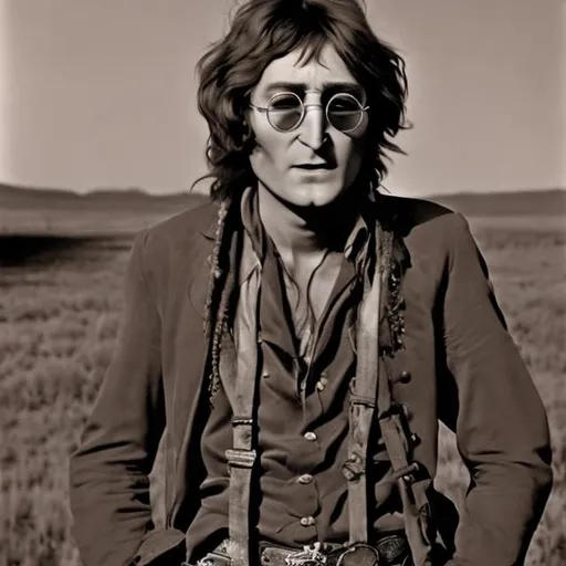 Prompt: john lennon as a cowboy in 1965, photorealistic