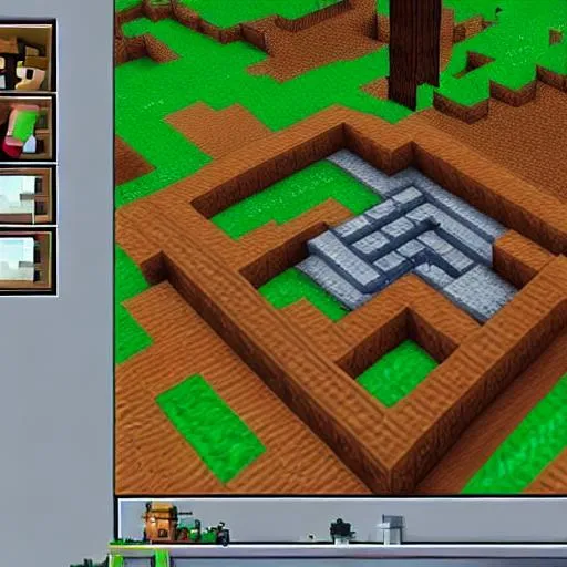 Prompt: I want to create a thumbnail for Minecraft gaming for YouTube in which background is of Minecraft Thumbnail upon that Alex of Minecraft showing sad impression together with watching a iron farm image of Minecraft 