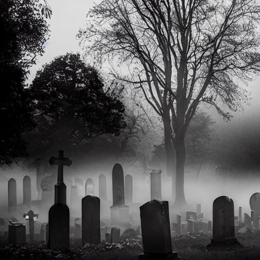 grave yard, cemetery, dark, fog, scary, creepy, night, | OpenArt