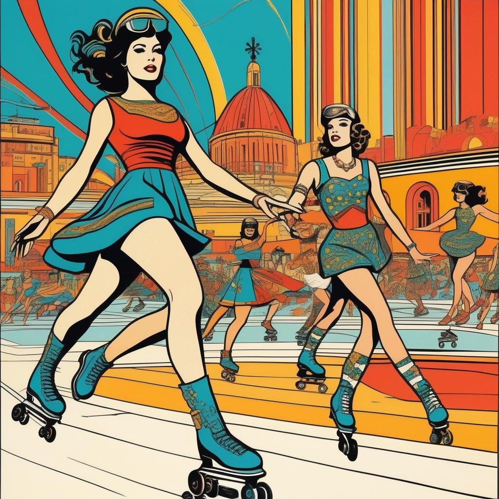A silk screen comic book illustration of a roman soc... | OpenArt