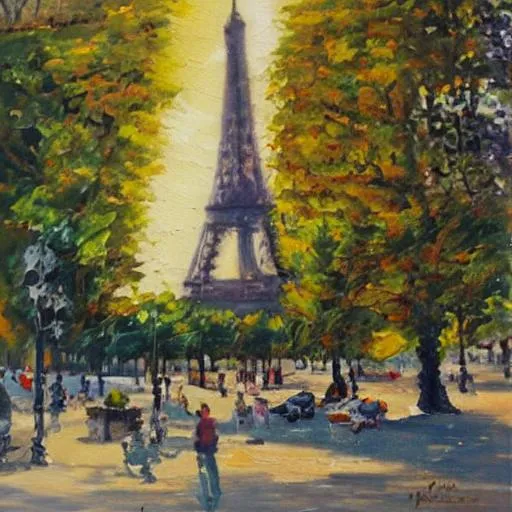 Prompt: oil painting paris  sunny day