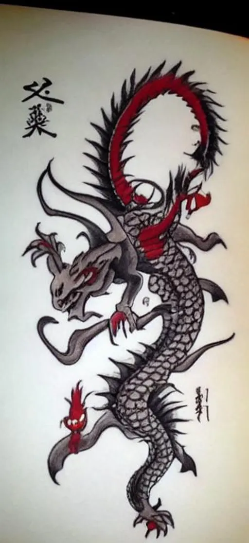 Traditional Japanese Dragon Tattoo Design