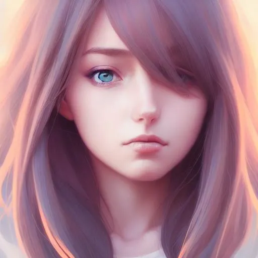 Prompt: Closeup face portrait of a woman, smooth soft skin, big dreamy eyes, beautiful intricate colored hair, symmetrical, anime wide eyes, soft lighting, detailed face, by makoto shinkai, stanley artgerm lau, wlop, rossdraws, concept art, digital painting, looking into camera