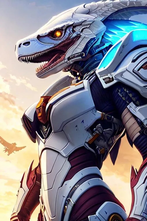 Prompt: Poster art, high-quality high-detail highly-detailed breathtaking hero ((by Aleksi Briclot and Stanley Artgerm Lau)) - ((a raptor)),  full form detailed raptor mech suit, 8k ivory and baby blue helmet, highly detailed raptor head helmet, add some magenta, glowing chest emblem ,carbon fibre helmet, raptor mech armor, raptor dinosaur, detailed scales, detailed ivory mech suit, full body, black futuristic mech armor, wearing mech armour suit, 8k,  full form, detailed forest wilderness setting, full form, epic, 8k HD, ice, sharp focus, ultra realistic clarity. Hyper realistic, Detailed face, portrait, realistic, close to perfection, more black in the armour, 
wearing blue and black cape, wearing carbon black cloak with yellow, full body, high quality cell shaded illustration, ((full body)), dynamic pose, perfect anatomy, centered, freedom, soul, Black short hair, approach to perfection, cell shading, 8k , cinematic dramatic atmosphere, watercolor painting, global illumination, detailed and intricate environment, artstation, concept art, fluid and sharp focus, volumetric lighting, cinematic lighting, 
