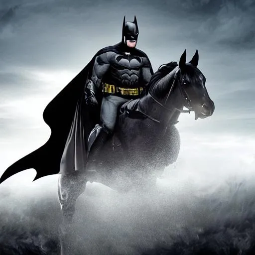 Prompt: batman riding a horse