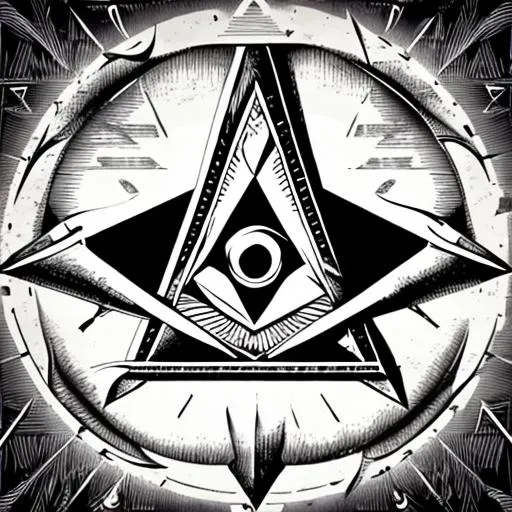 Prompt: Masonic Eye insinde a Vector triangle and underneath Secret Logde