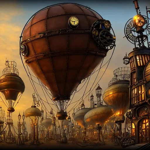 Prompt: steampunk airship village 4k HDR  