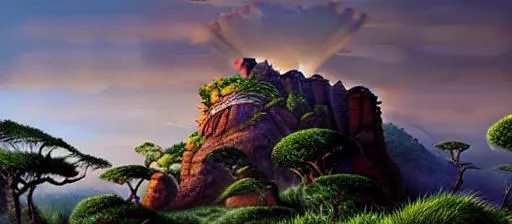 Prompt: pride rock from lion king, hyperrealistic, realistic, photorealistic, dynamic lighting, highly detailed, cinematic landscape, studio landscape, studio lighting, nature photography
