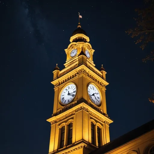 Prompt: generate the image of clock tower showing the beauty of clock tower during darkness

