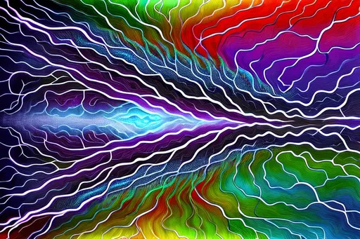 Prompt: Neuron Pattern, Highly Detailed, Intricate Detail, Colorful, Deep Colors, Beautiful Patterns, Hyperdetailed, Neurochromatic, Moving Waves, Pulsating, vapor, tornadic, thunderstorm