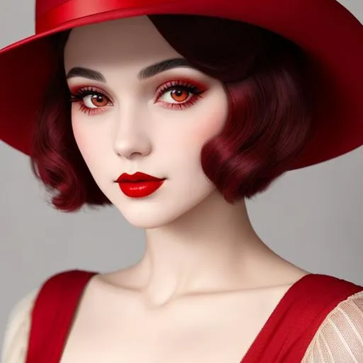 Jung Women in Big Hats with Red Lipstick · Creative Fabrica