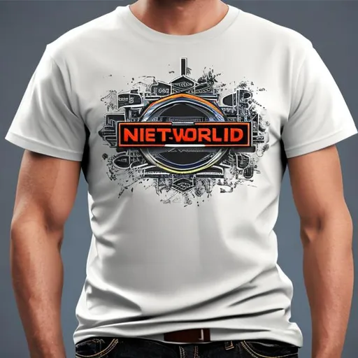 Prompt: a t-shirt with networld design