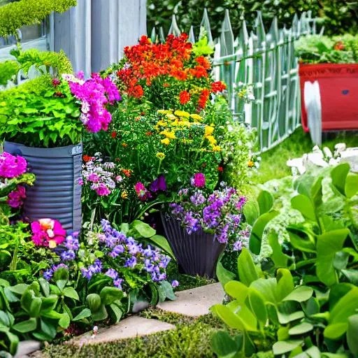 Prompt: ♦♦ garden, fence, mailbox, door, letterbox, front porch, porch, flower pots, pots, planter boxes, entryway, foyer, stool, garden bench, butterflies, bees, flowers, watering can, garden tools, hair flower, hair ribbon, pail, wide shot, 

■■ {{{{best quality, 8k resolution photography, artistic photography, photorealistic, masterpiece}}}}, 