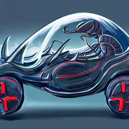Prompt: concept art of a futuristic lobster car