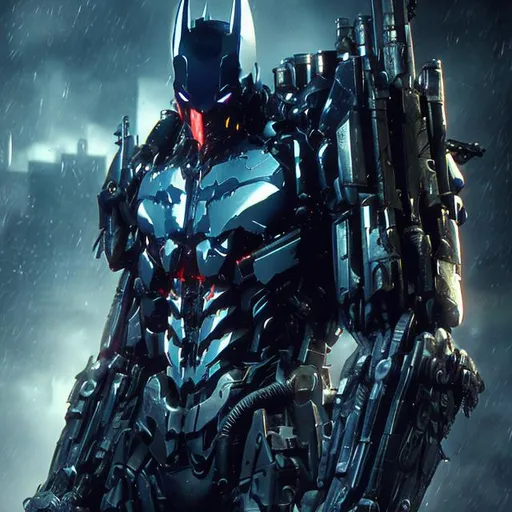 Prompt: Arkham Knight as a Cyborg