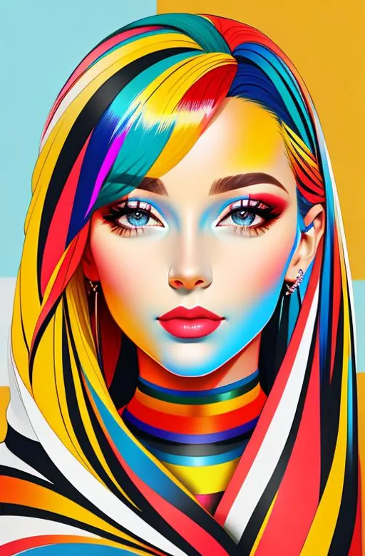 Prompt: woman,  color, colored hair,  portrait ,  4k
