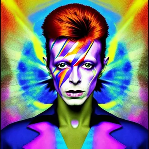 Prompt: a trippy version of david bowie

