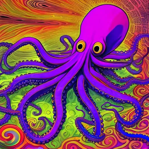 Prompt: Psychedelic octopus