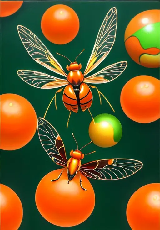 Prompt: UHD, , 8k,  oil painting, Anime,  Very detailed, zoomed out view of character, HD, High Quality, Anime, Pokemon, Paras is an orange, insectoid Pokémon that resembles the nymph stage of a cicada. Its ovoid body is segmented, and it has three pairs of legs. The foremost pair of legs is the largest and has sharp claws at the tips. There are five specks on its forehead and three teeth on either side of its mouth. It has circular eyes with large pseudo pupils.

Red-and-yellow mushrooms known as tochukaso grow on this Pokémon's back. The mushrooms can be removed at any time and grow from spores that are doused on this Pokémon's back at birth by the mushroom on its mother's back. Tochukaso are parasitic in nature, drawing their nutrients from the host Paras's body in order to grow and exerting some command over the Pokémon's actions. For example, Paras drains nutrients from tree roots due to commands from the mushrooms. Paras can often be found in caves. However, it can also thrive in damp forests.

Pokémon by Frank Frazetta