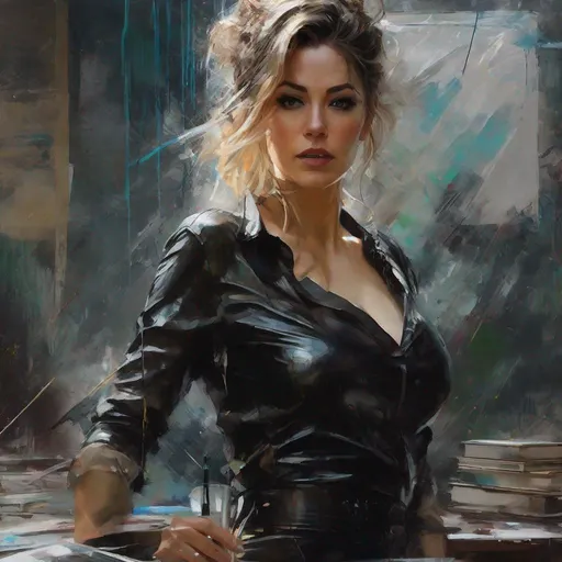 Prompt: A mature teacher in a latex pencil skirt and a latex rubber blouse is banging a student detailed dark cinematic painting, hole figure in the format


  masterpiece, textured Speedpaint with large rough brush strokes and paint splatter by Jeremy Mann, Carne Griffiths, Junji Ito, Robert Oxley, Ismail Inceoglu, masterpiece, trending on artstation, particles, oil on canvas, highly detailed fine art, ink painting, hyperrealism | Pixar gloss | polished, Anato Finnstark | Android Jones | Darek Zabrocki, Boris Vallejo, David