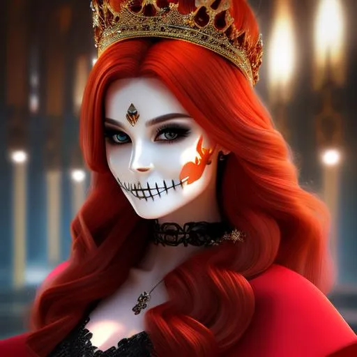 Prompt: Flaming skull wearing a crown anime style