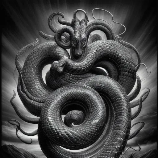 mythical coiled serpent , with spritualistic , 4k... | OpenArt