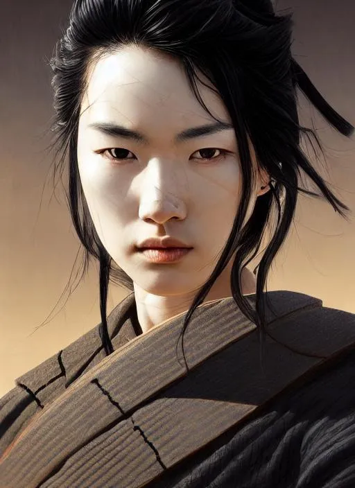 Prompt: Portrait of {samurai} with {black} hair and with cute face, {desert}, perfect composition, hyperrealistic, super detailed, 8k, high quality, trending art, trending on artstation, sharp focus, studio photo, intricate details, highly detailed, by Greg Rutkowski