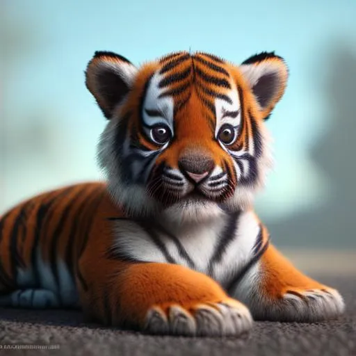 Prompt: tiger cub but the cutest version youve ever seen