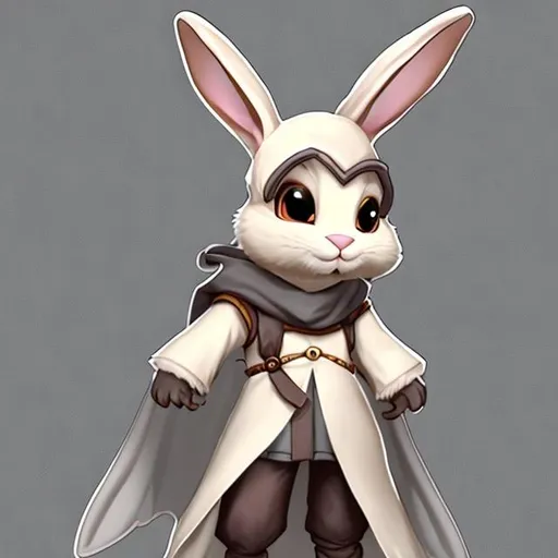 Prompt: Cleric anthropomorphic rabbit with only 2 ears