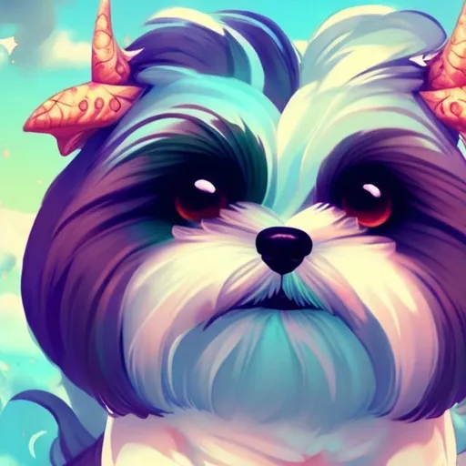 Prompt: summer vibes, Shih Tzu as a Dragon