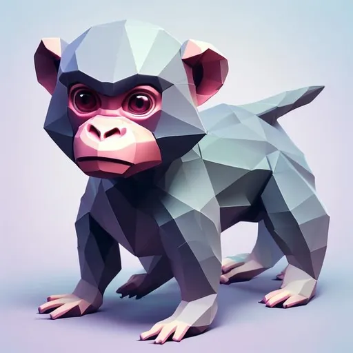 Prompt: kawaii low poly monkey-dog-snake-bird character, 3d isometric render, white background, ambient occlusion, unity engine, square image
