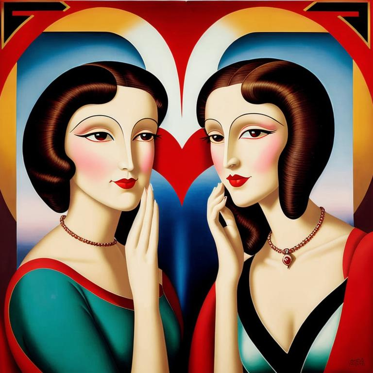 Lovers at first sight in love forever, Art Deco pain... | OpenArt