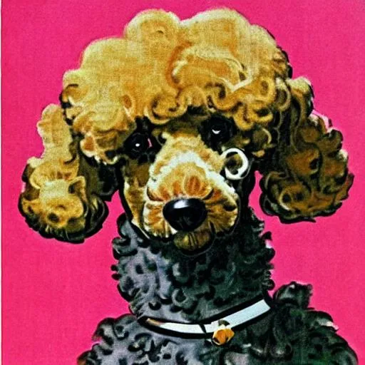 Prompt: Poodle 1950s art 