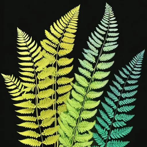 Prompt: colored line artwork of ferns