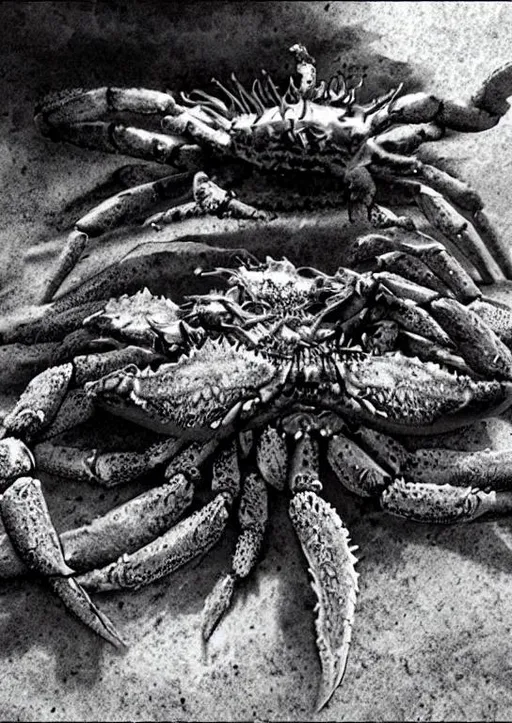 Prompt: Hyperrealistic highly detailed, photography, zombie crab.