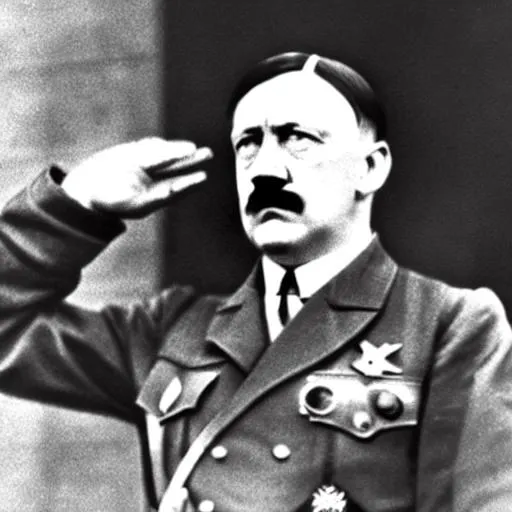 Prompt: Adolf Hitler saluting