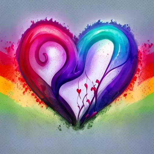 Prompt:  design of a bleeding heart and a rainbow
