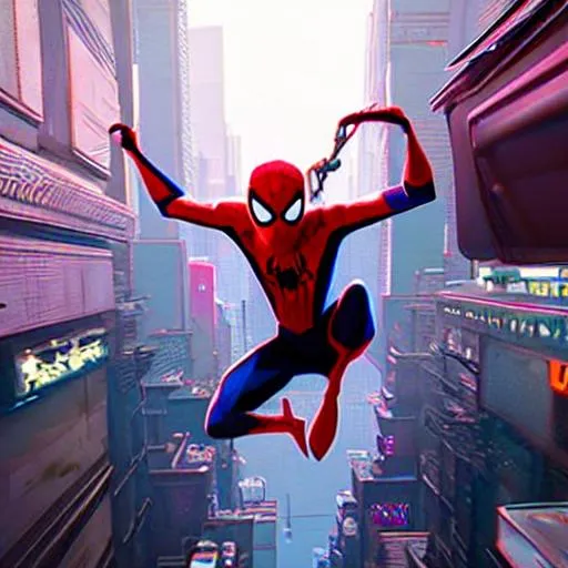 Prompt: Tom holland Spider-Man in into the spider verse