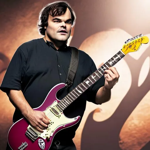 Prompt: jack black playing electric guitar