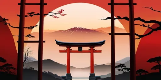 Prompt: Japanese landscape with Torii gate